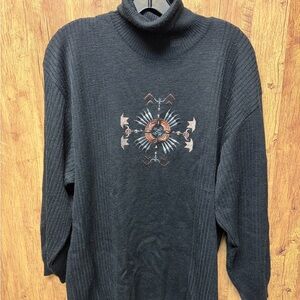 Bogner Black Turtleneck Sweater with Graphic Design